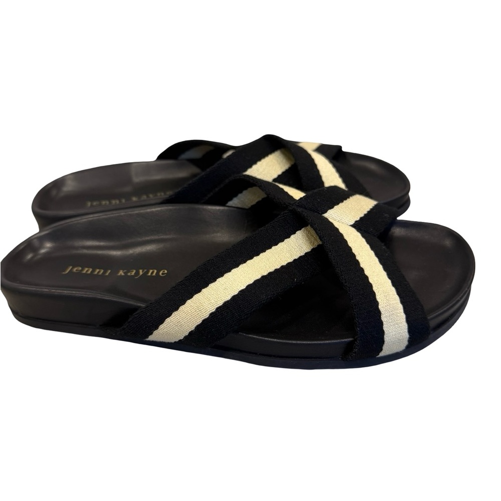 JENNI KAYNE Sandals - Cotton Crossover Sandal size 36 euro/6 US black and ivory - Picture 3 of 7